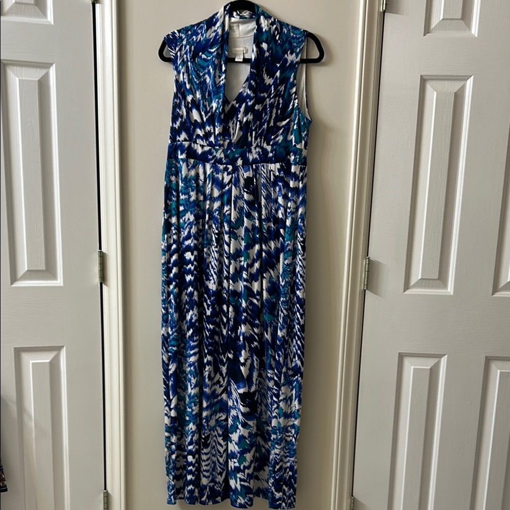 Chico's Blue and White Sleeveless Cowl Neck Sundress